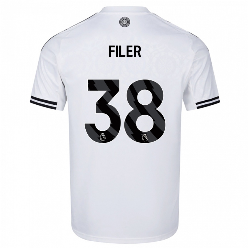ילדים כדורגל Maddie Filer #38 לבן שחור ג'רזי ביתית 2025/26