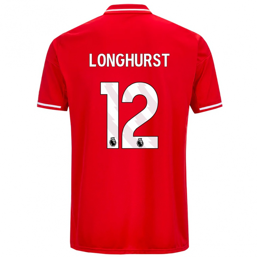 ילדים כדורגל קייט לונגהורסט #12 אדום לבן ג'רזי ביתית 2025/26