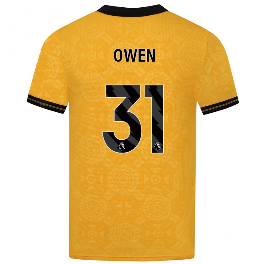 ילדים כדורגל Skye Owen #31 צהוב שחור ג'רזי ביתית 2025/26