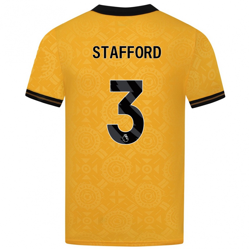ילדים כדורגל Ollie Stafford #3 צהוב שחור ג'רזי ביתית 2025/26