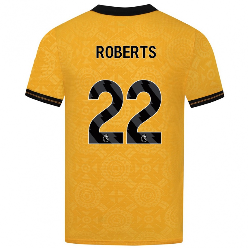 ילדים כדורגל Beth Roberts #22 צהוב שחור ג'רזי ביתית 2025/26