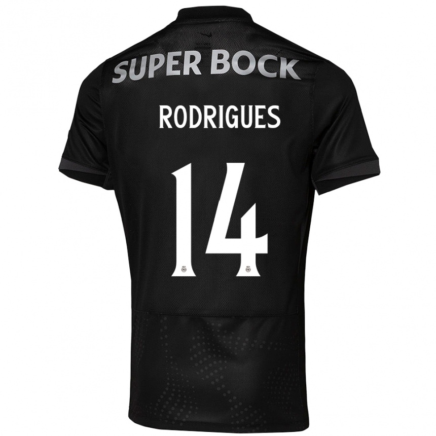 ילדים כדורגל Paulo Rodrigues #14 שחור לבן הרחק ג'רזי 2025/26