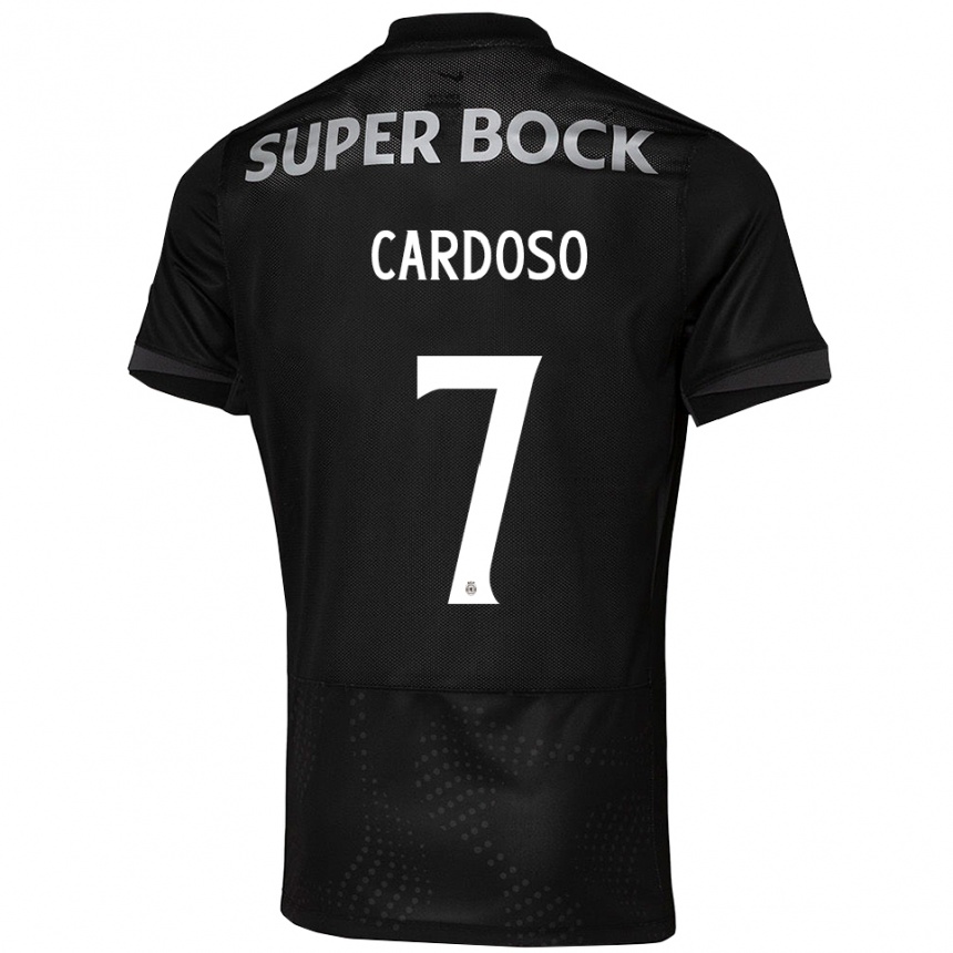ילדים כדורגל Paulo Cardoso #7 שחור לבן הרחק ג'רזי 2025/26