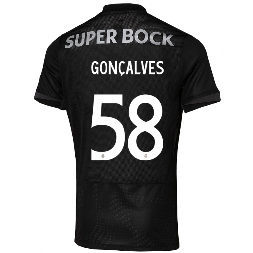 ילדים כדורגל Flávio Gonçalves #58 שחור לבן הרחק ג'רזי 2025/26