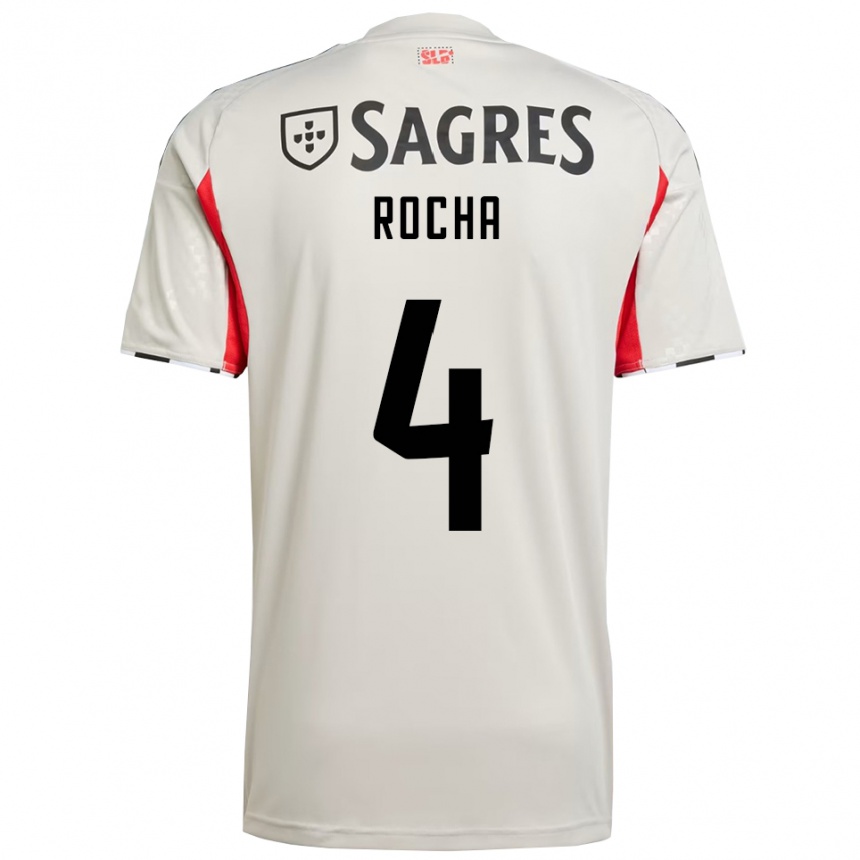 ילדים כדורגל Diogo Rocha #4 לבן מלוכלך אדום הרחק ג'רזי 2025/26