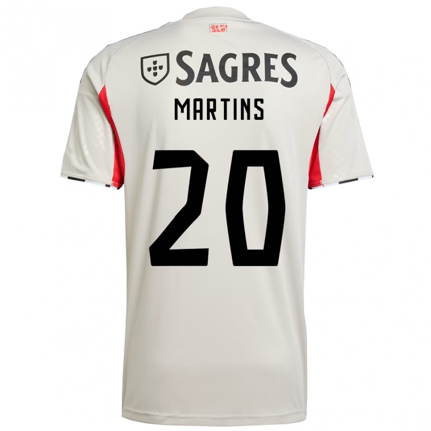 ילדים כדורגל Lara Martins #20 לבן מלוכלך אדום הרחק ג'רזי 2025/26