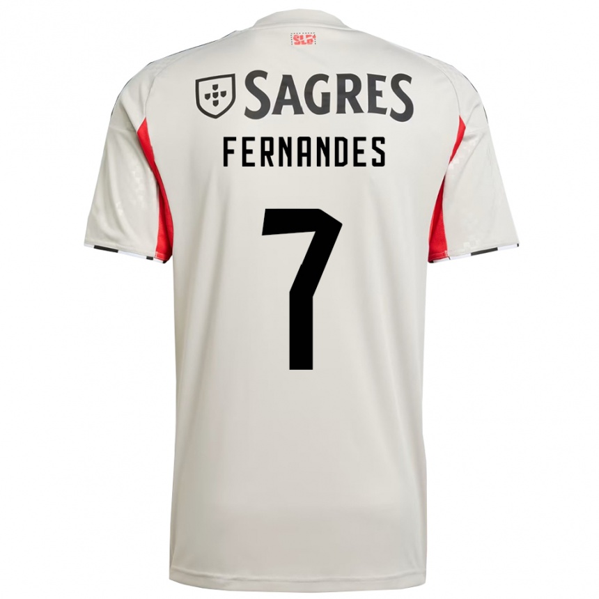 ילדים כדורגל Ricardo Fernandes #7 לבן מלוכלך אדום הרחק ג'רזי 2025/26