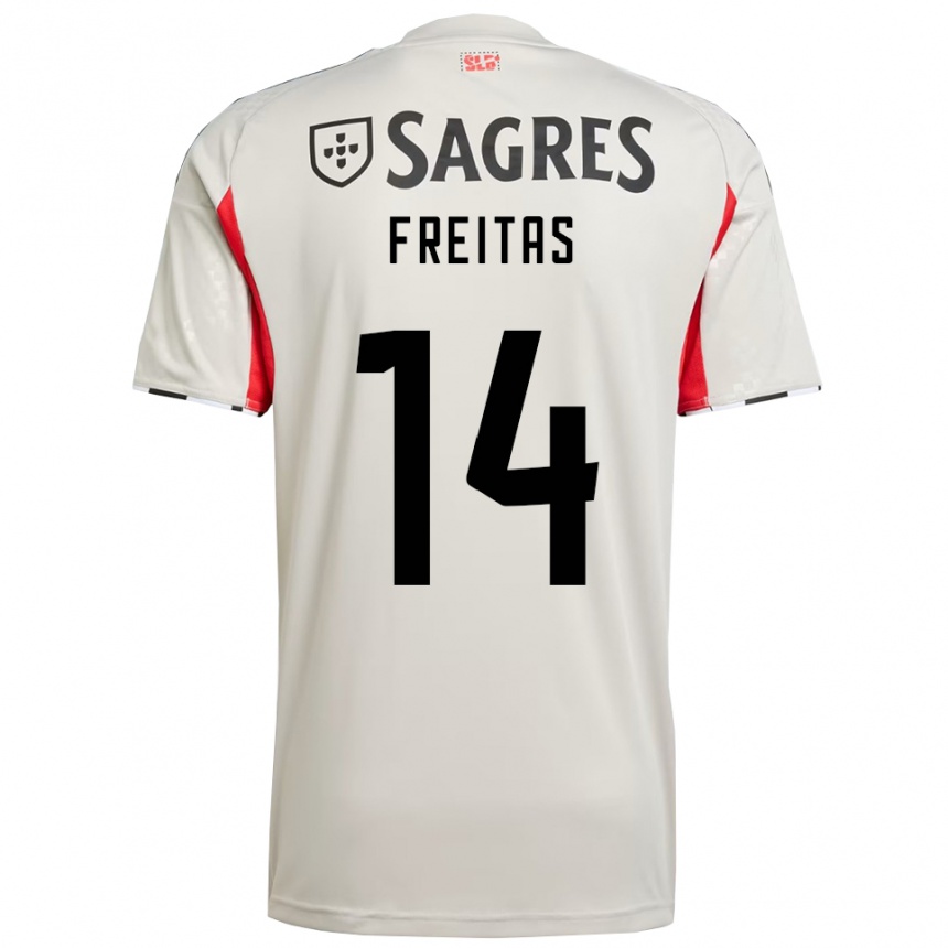 ילדים כדורגל Tiago Freitas #14 לבן מלוכלך אדום הרחק ג'רזי 2025/26