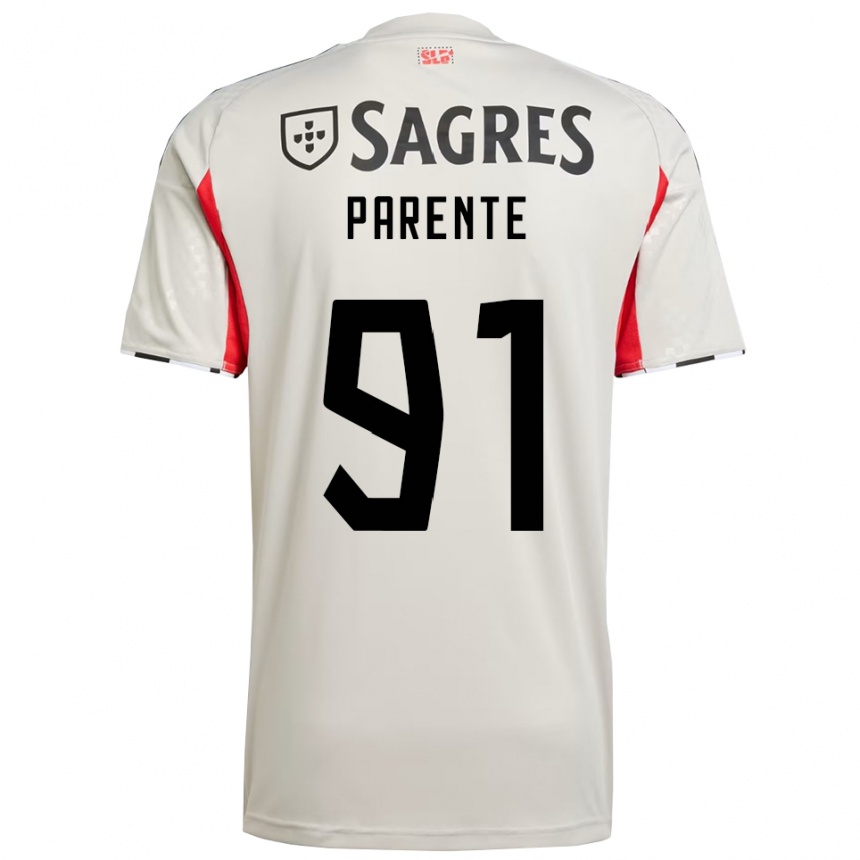 ילדים כדורגל Tiago Parente #91 לבן מלוכלך אדום הרחק ג'רזי 2025/26