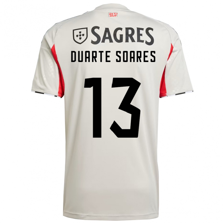 ילדים כדורגל Duarte Soares #13 לבן מלוכלך אדום הרחק ג'רזי 2025/26