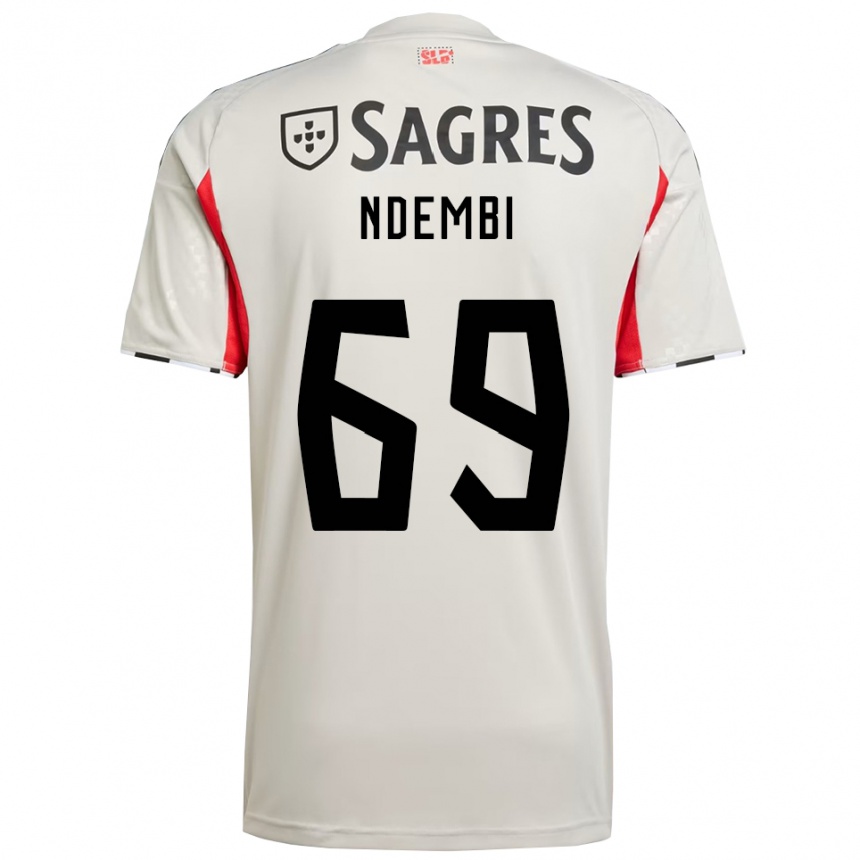 ילדים כדורגל Michée Ndembi #69 לבן מלוכלך אדום הרחק ג'רזי 2025/26