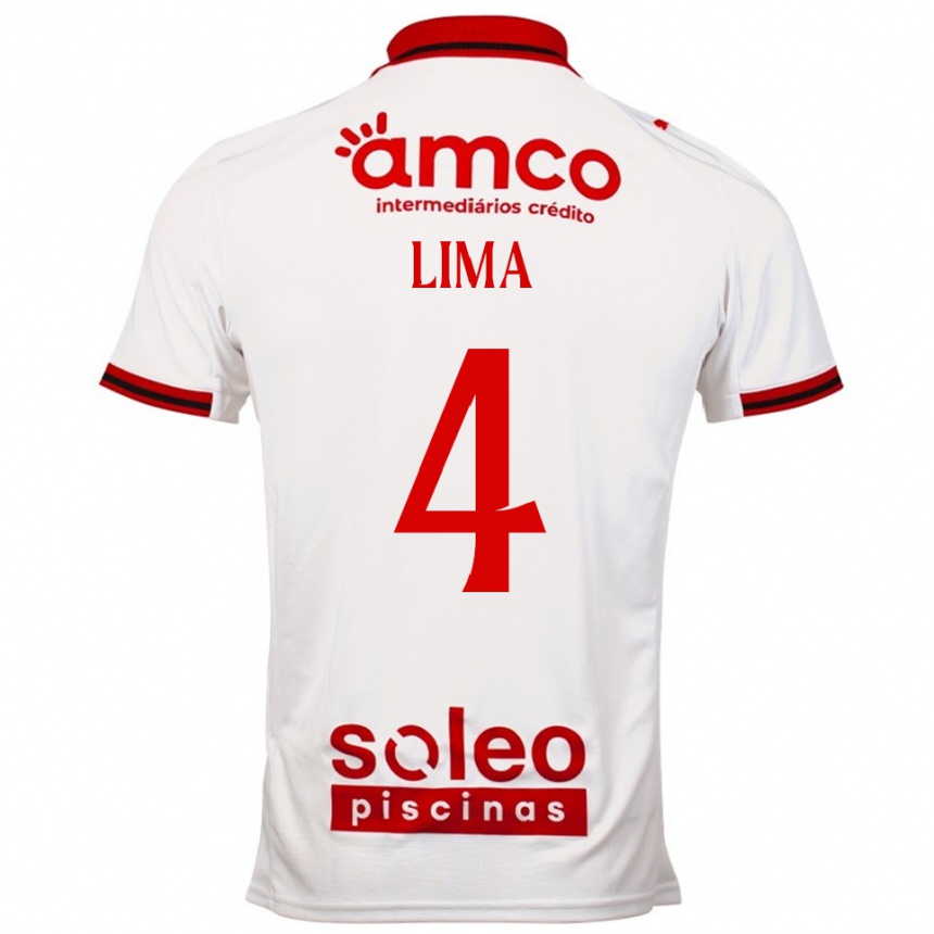 ילדים כדורגל Guilherme Lima #4 לבן אדום הרחק ג'רזי 2025/26