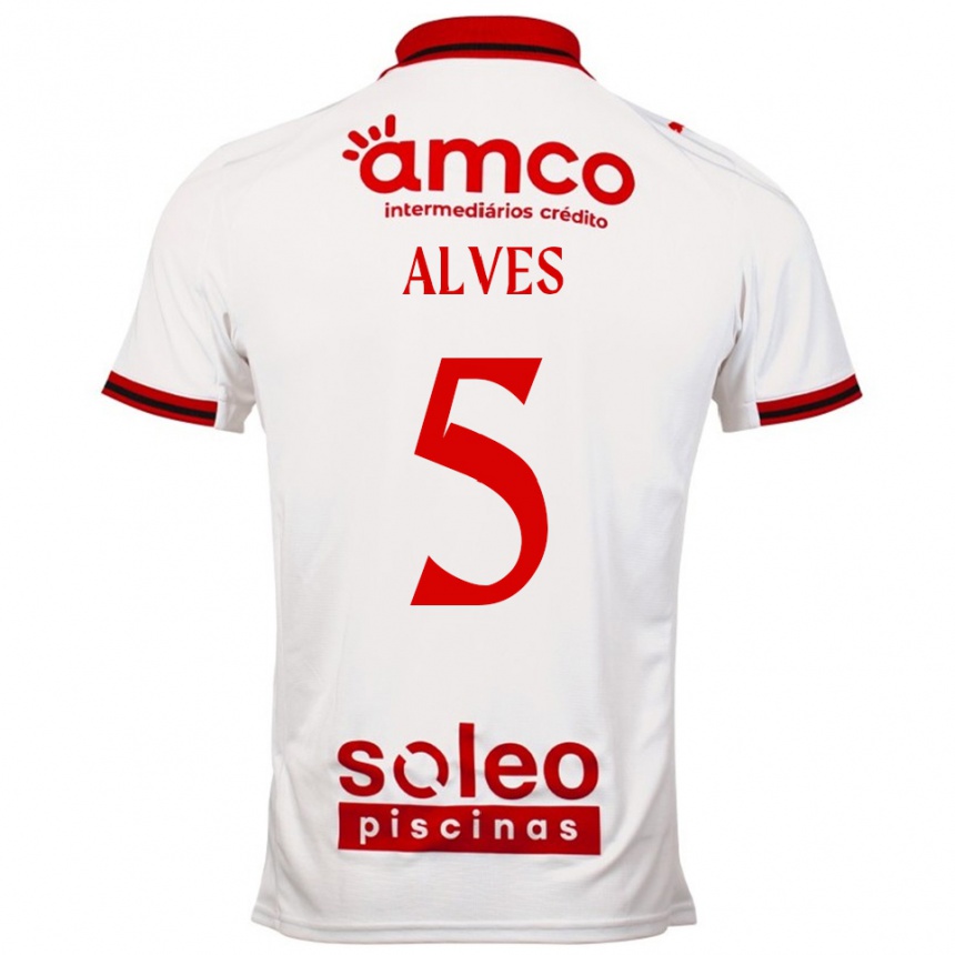 ילדים כדורגל Eduardo Alves #5 לבן אדום הרחק ג'רזי 2025/26