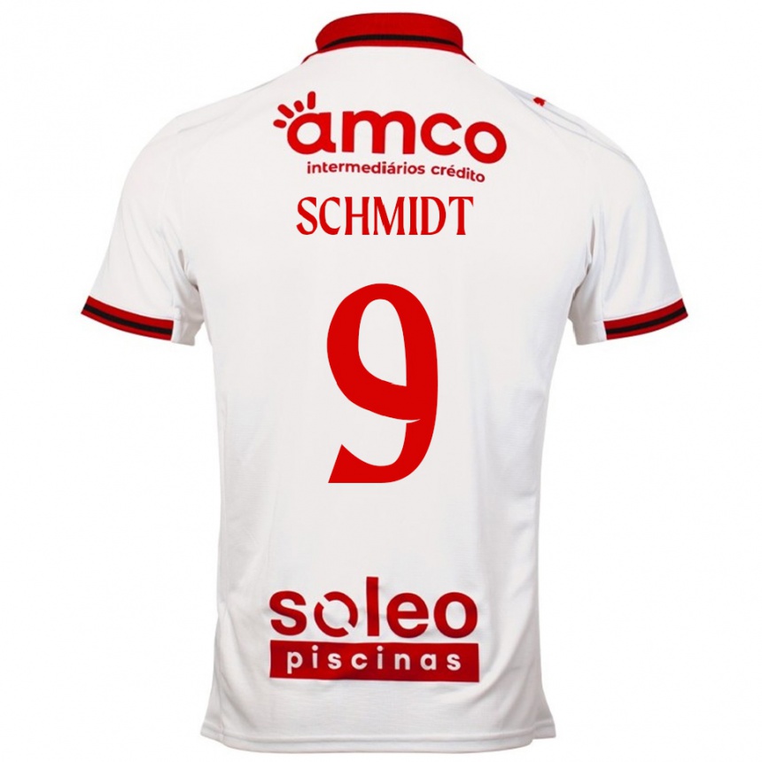 ילדים כדורגל Malu Schmidt #9 לבן אדום הרחק ג'רזי 2025/26