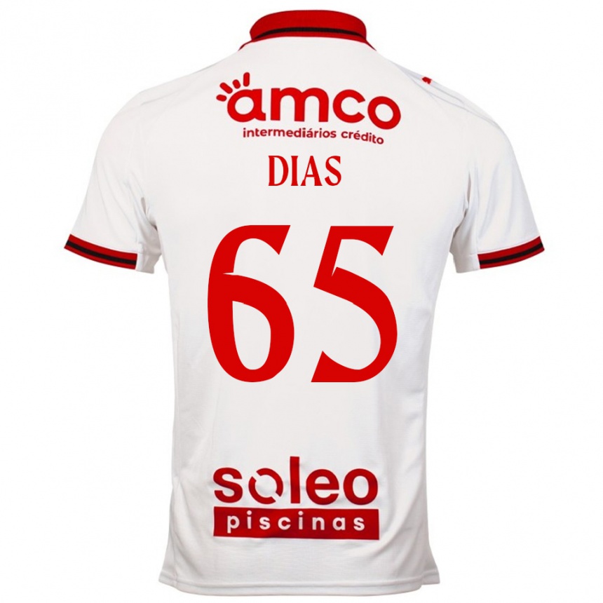 ילדים כדורגל Leandro Dias #65 לבן אדום הרחק ג'רזי 2025/26