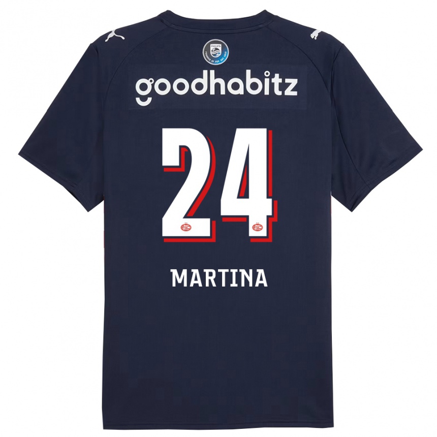 ילדים כדורגל Shijona Martina #24 נייבי לבן הרחק ג'רזי 2025/26