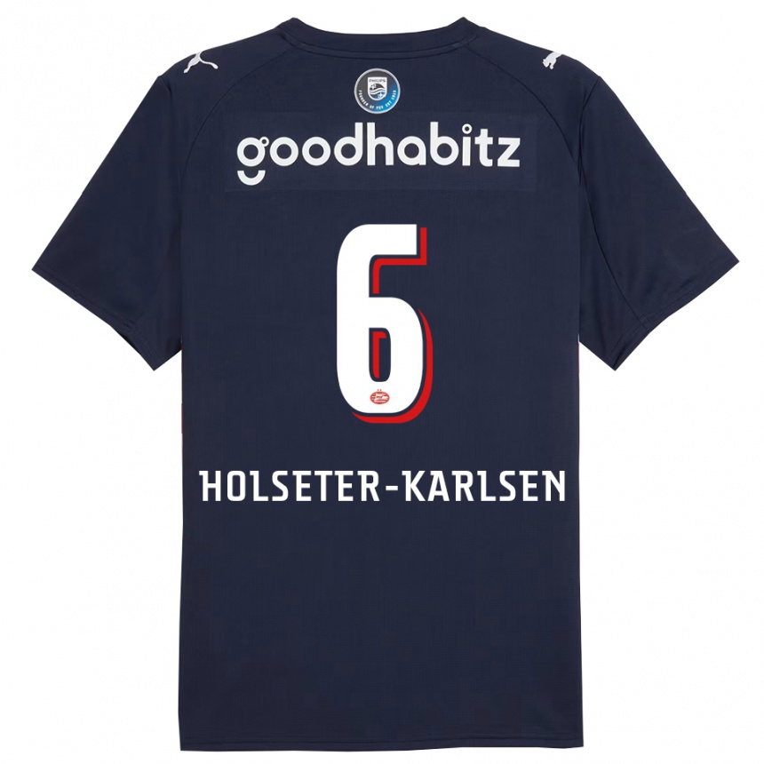 ילדים כדורגל Philip Holseter-Karlsen #6 נייבי לבן הרחק ג'רזי 2025/26