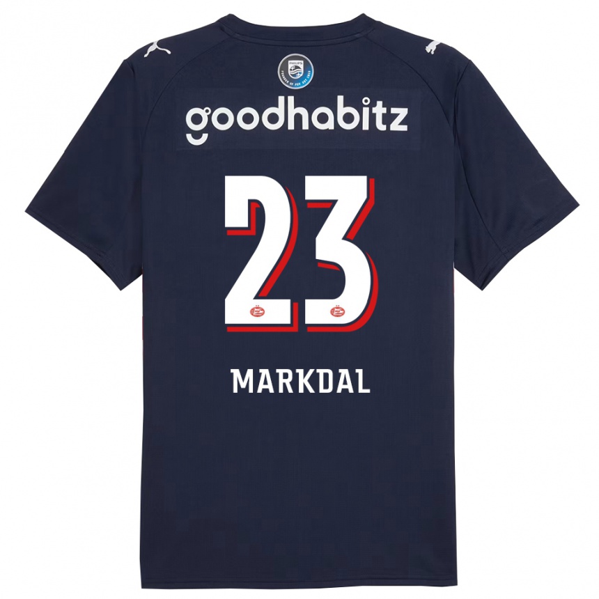 ילדים כדורגל Mikkel Markdal #23 נייבי לבן הרחק ג'רזי 2025/26