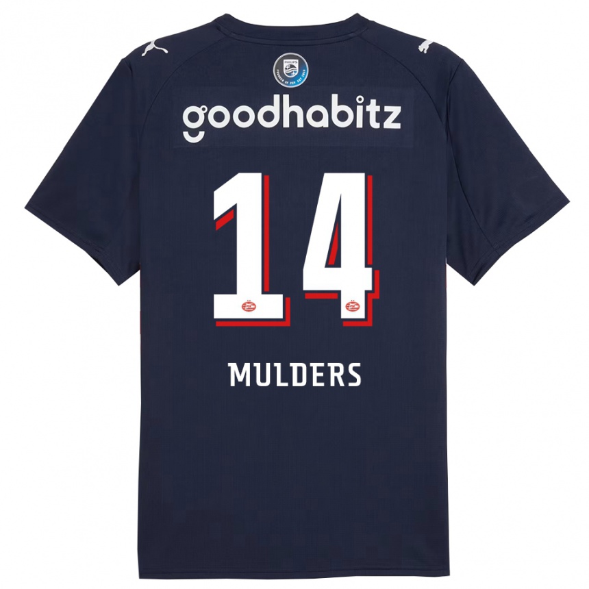 ילדים כדורגל Boet Mulders #14 נייבי לבן הרחק ג'רזי 2025/26