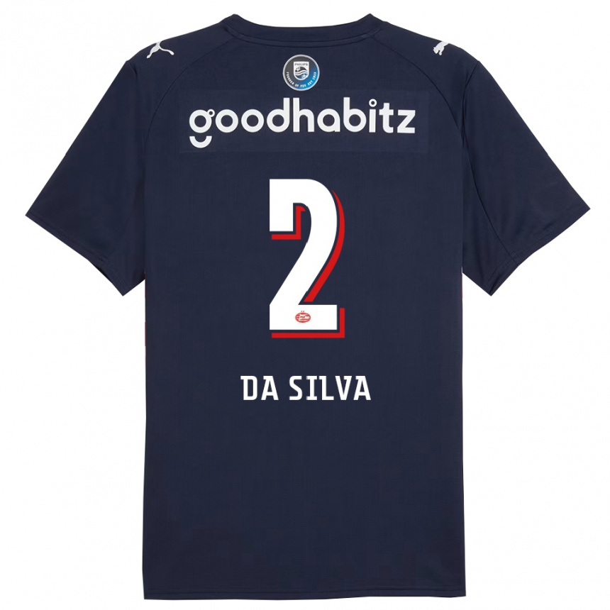 ילדים כדורגל Aston Da Silva #2 נייבי לבן הרחק ג'רזי 2025/26
