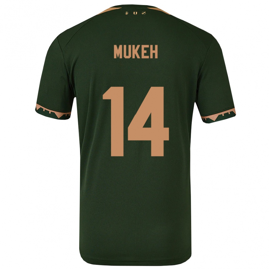 ילדים כדורגל Joshua Mukeh #14 ירוק זהב הרחק ג'רזי 2025/26