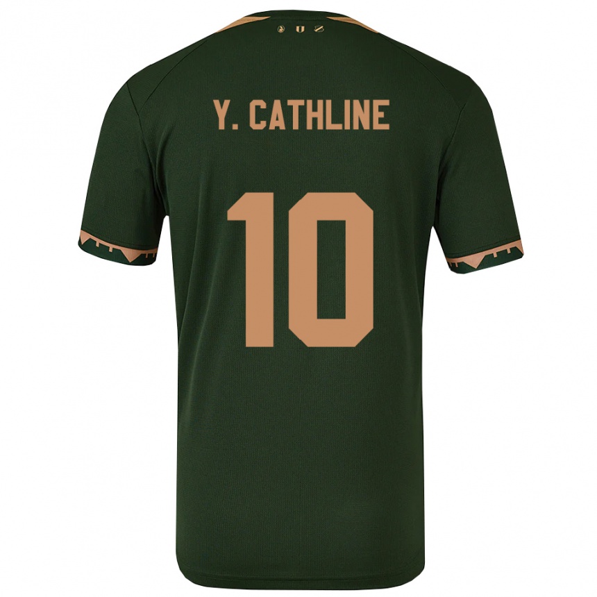 ילדים כדורגל Yoann Cathline #10 ירוק זהב הרחק ג'רזי 2025/26