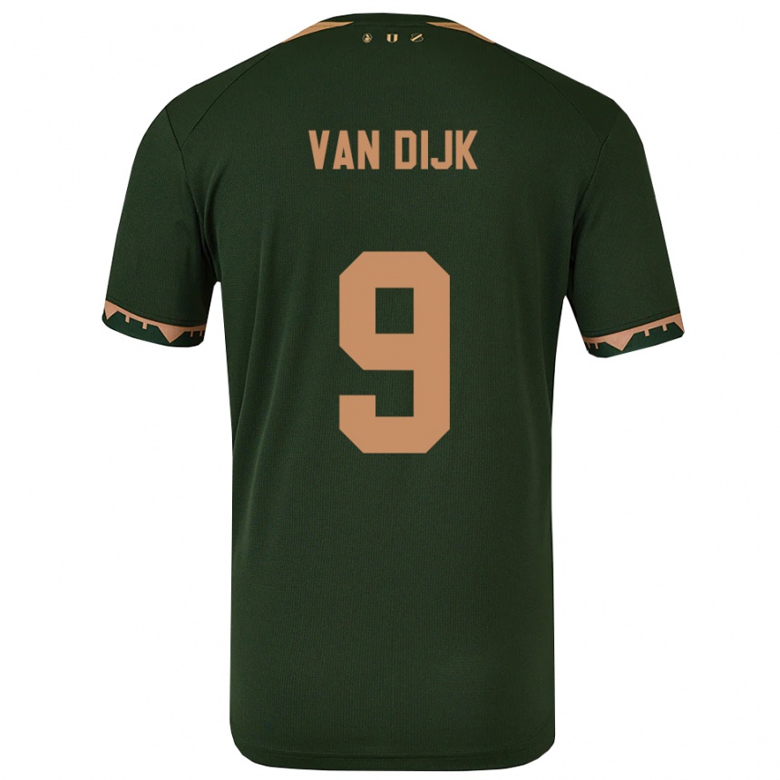 ילדים כדורגל Bright Van Dijk #9 ירוק זהב הרחק ג'רזי 2025/26