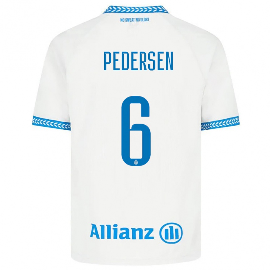 ילדים כדורגל Lara Pedersen #6 כחול לבן הרחק ג'רזי 2025/26