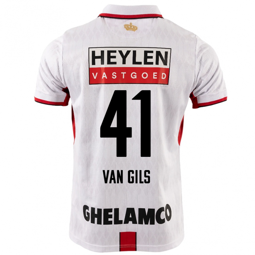 ילדים כדורגל Mathis Van Gils #41 לבן אדום הרחק ג'רזי 2025/26