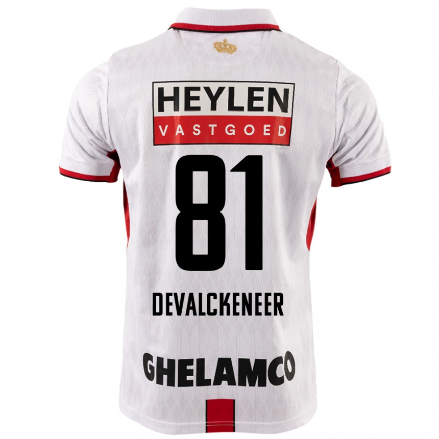 ילדים כדורגל Niels Devalckeneer #81 לבן אדום הרחק ג'רזי 2025/26