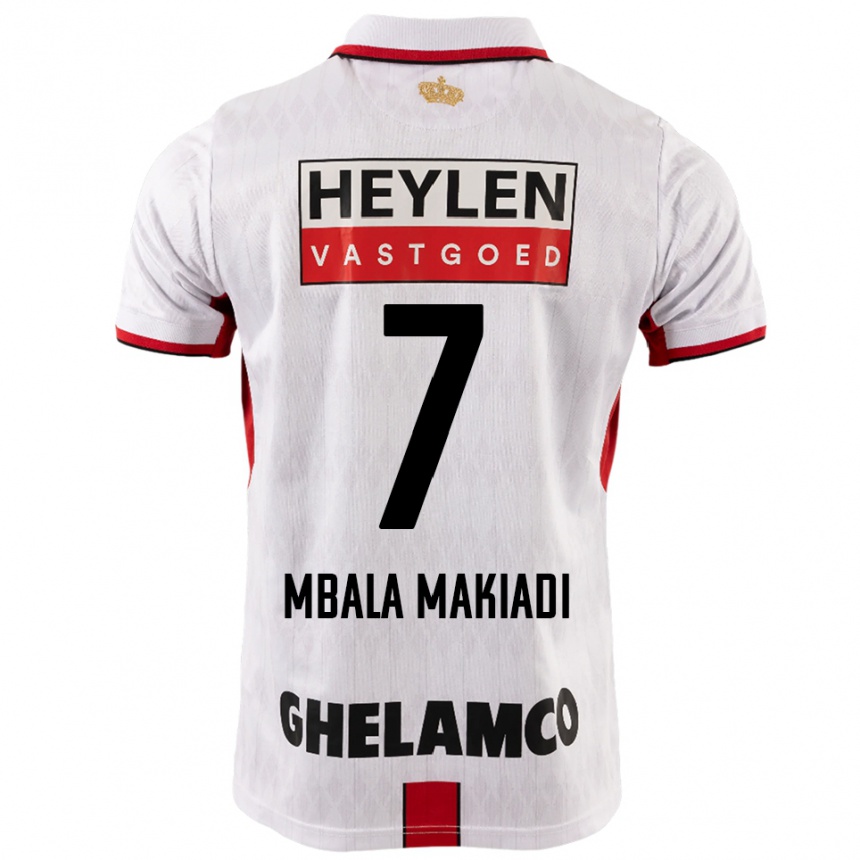 ילדים כדורגל Ravi Mbala Makiadi #7 לבן אדום הרחק ג'רזי 2025/26