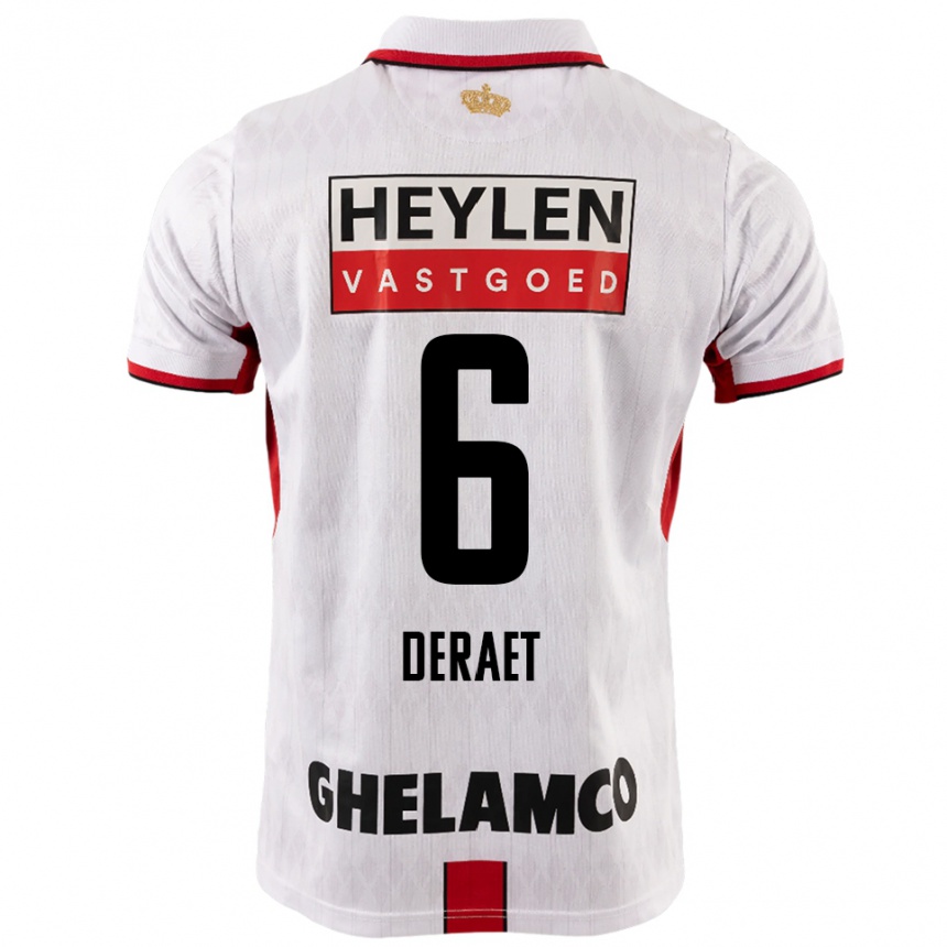 ילדים כדורגל Xavi Deraet #6 לבן אדום הרחק ג'רזי 2025/26