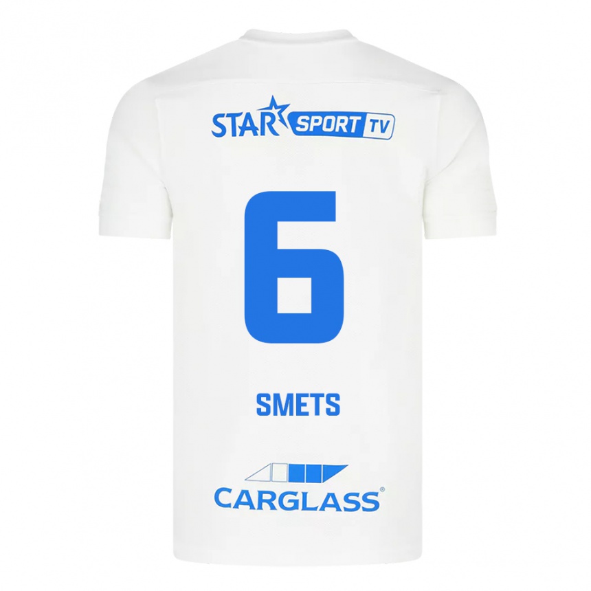 ילדים כדורגל Matte Smets #6 לבן כחול הרחק ג'רזי 2025/26
