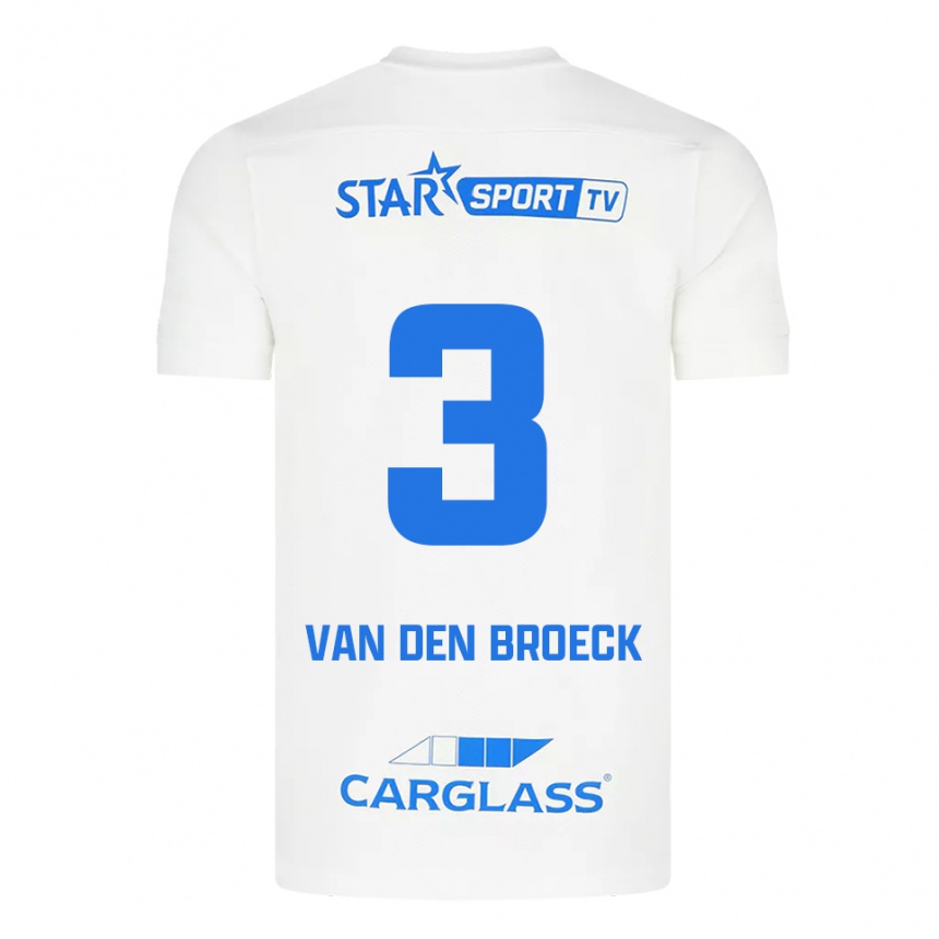 ילדים כדורגל Kobe Van Den Broeck #3 לבן כחול הרחק ג'רזי 2025/26