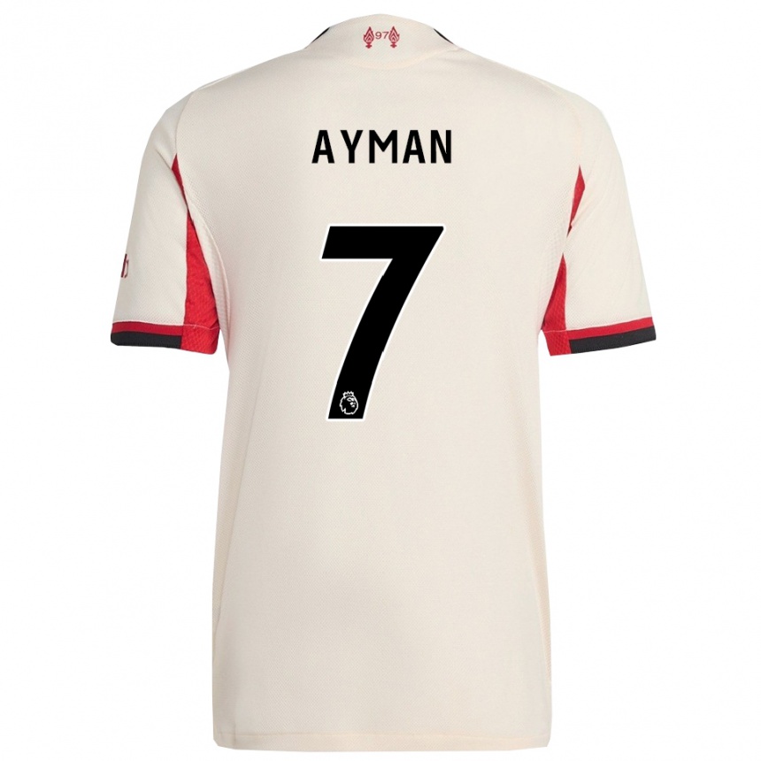 ילדים כדורגל Alvin Ayman #7 לבן שחור הרחק ג'רזי 2025/26