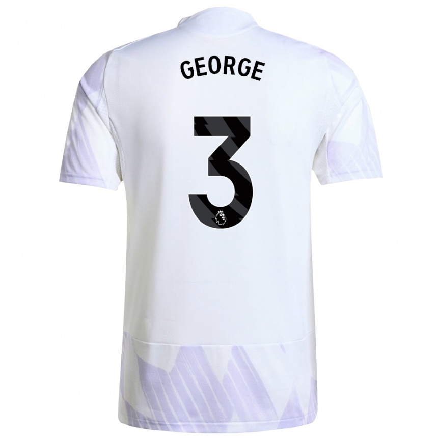 ילדים כדורגל גבי ג'ורג' #3 לבן סגול סגול הרחק ג'רזי 2025/26