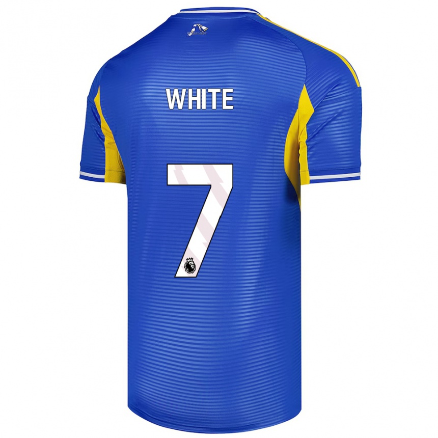 ילדים כדורגל Logan White #7 כחול צהוב הרחק ג'רזי 2025/26