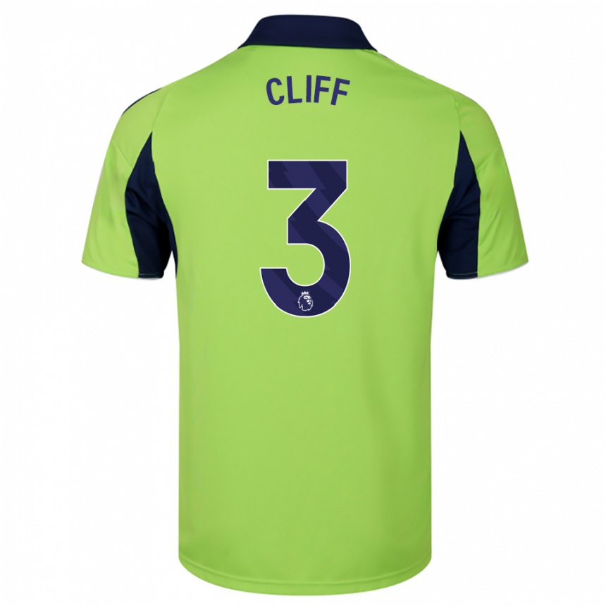 ילדים כדורגל Callum Cliff #3 ירוק נייבי לבן הרחק ג'רזי 2025/26