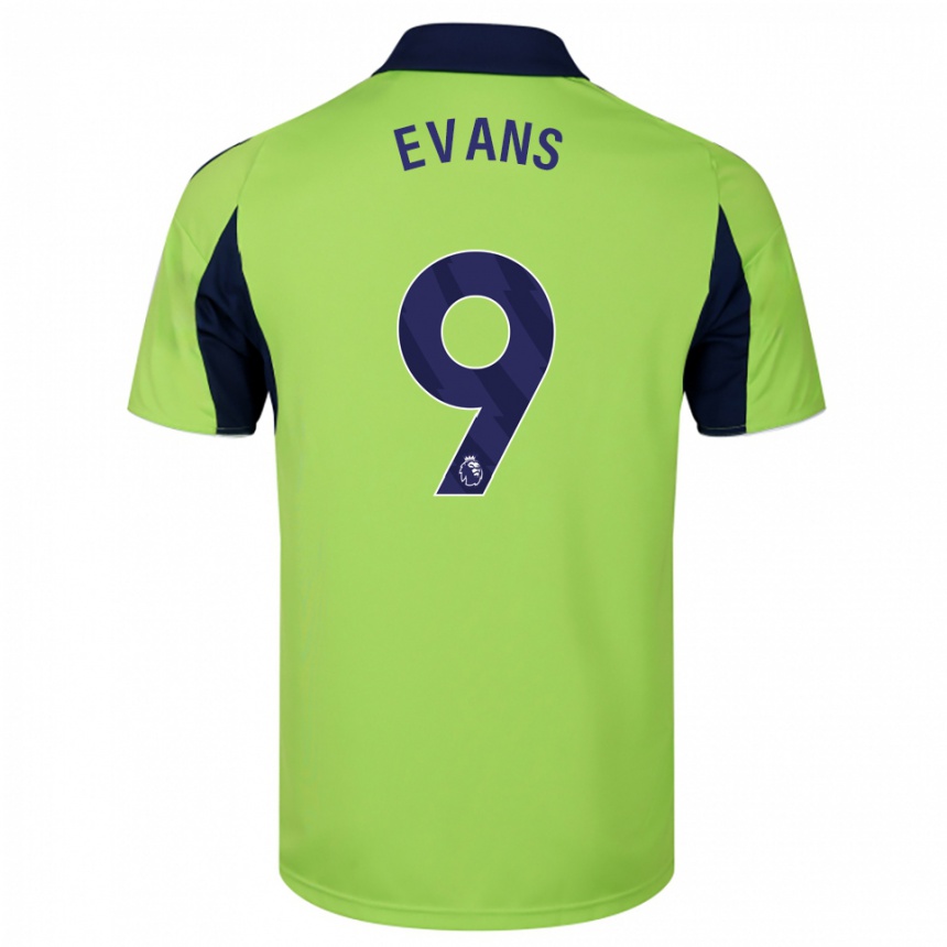 ילדים כדורגל Aidan Evans #9 ירוק נייבי לבן הרחק ג'רזי 2025/26