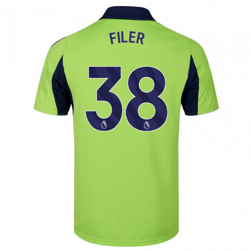 ילדים כדורגל Maddie Filer #38 ירוק נייבי לבן הרחק ג'רזי 2025/26
