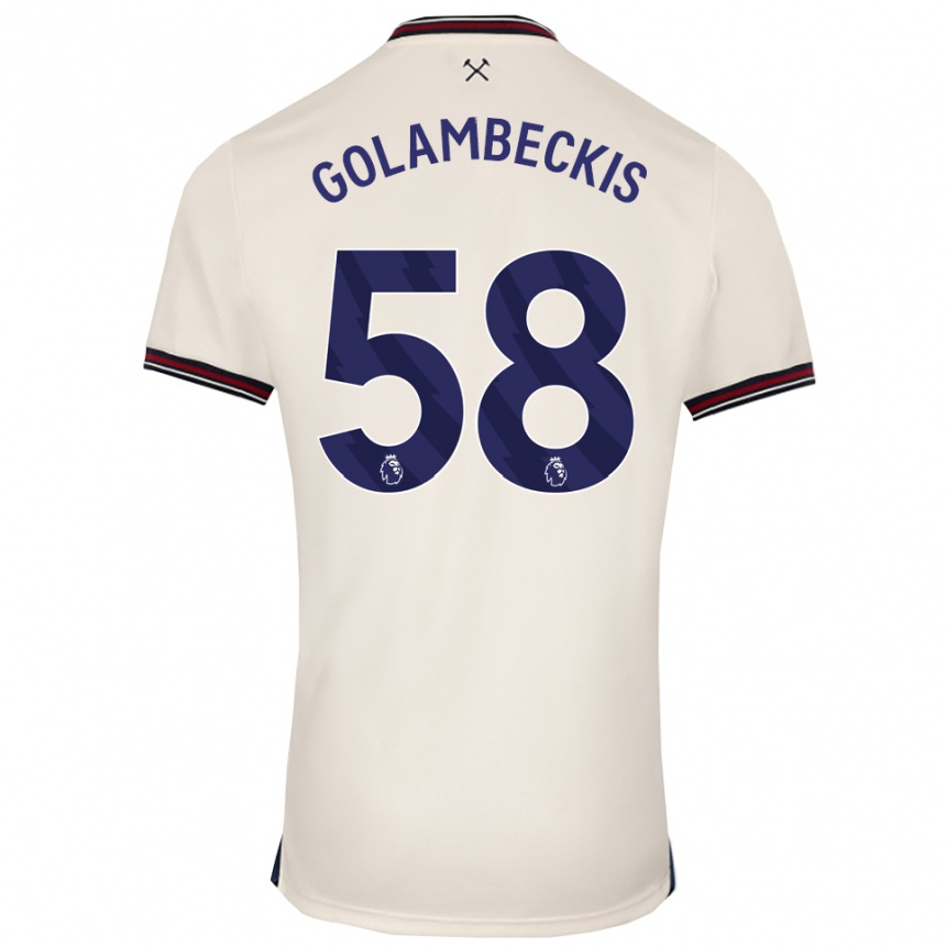 ילדים כדורגל Airidas Golambeckis #58 לבן מלוכלך הרחק ג'רזי 2025/26
