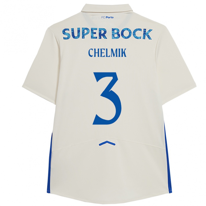 ילדים כדורגל Chelmik #3 לבן כחול ג'רזי קיט שלישי 2025/26