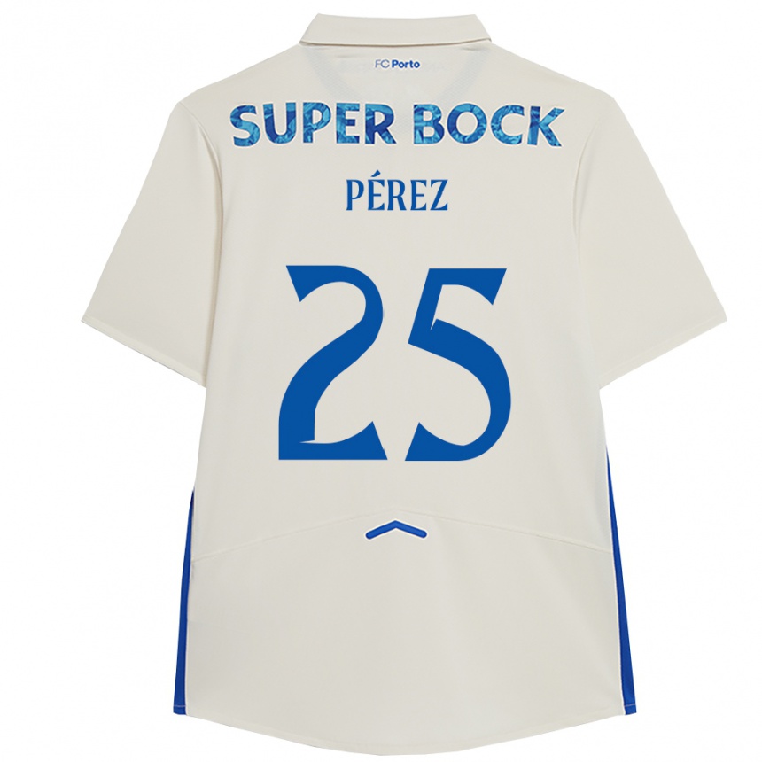 ילדים כדורגל Tomás Pérez #25 לבן כחול ג'רזי קיט שלישי 2025/26