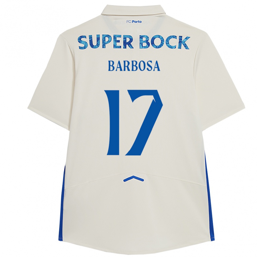 ילדים כדורגל Rúben Barbosa #17 לבן כחול ג'רזי קיט שלישי 2025/26
