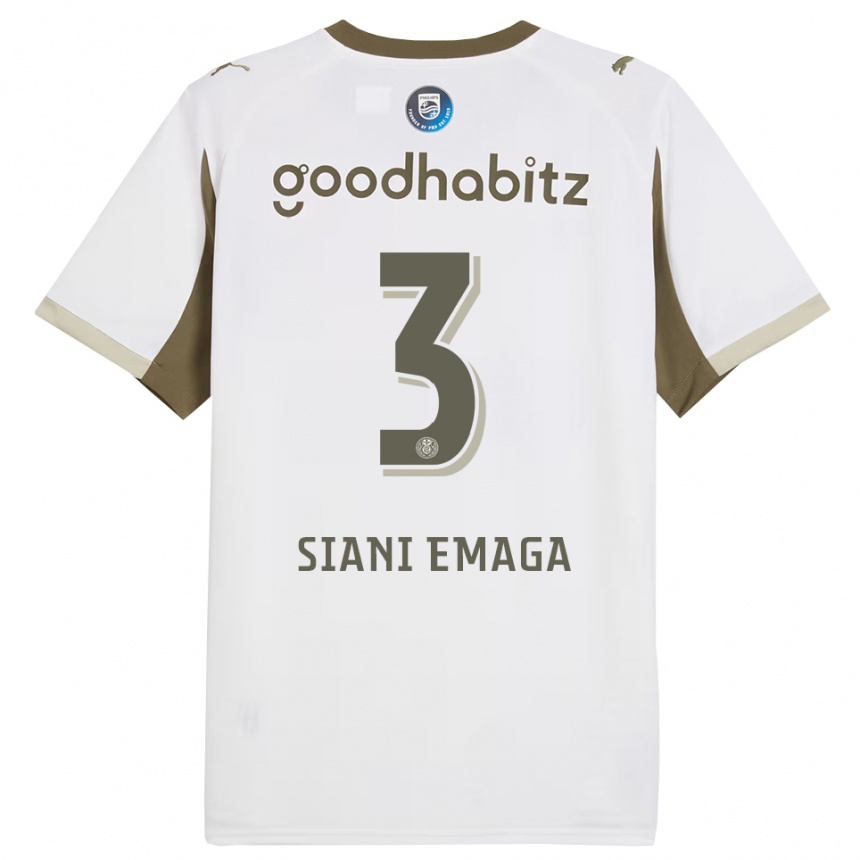 ילדים כדורגל Ezechiel Siani Emaga #3 לבן אפור ג'רזי קיט שלישי 2025/26