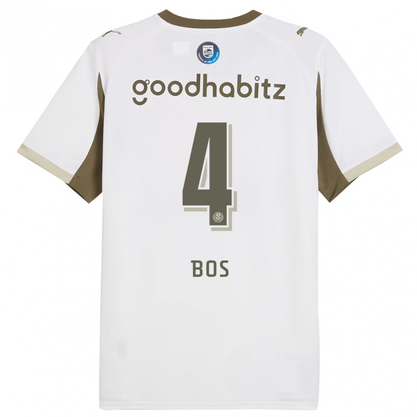 ילדים כדורגל Floris Bos #4 לבן אפור ג'רזי קיט שלישי 2025/26