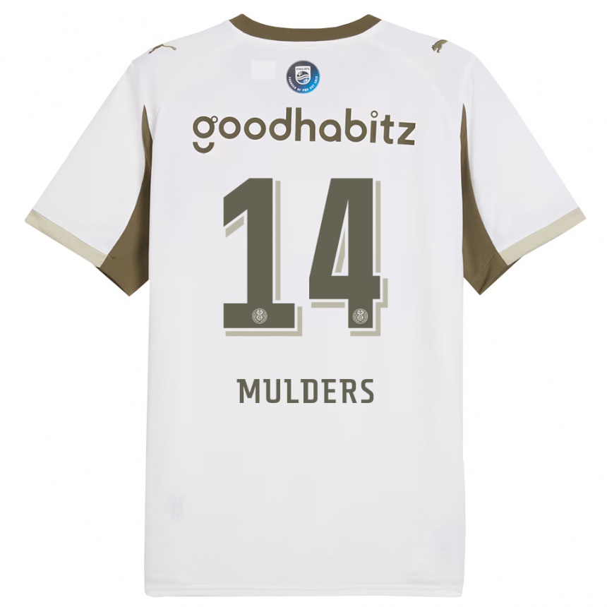 ילדים כדורגל Boet Mulders #14 לבן אפור ג'רזי קיט שלישי 2025/26