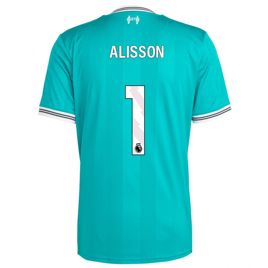 ילדים כדורגל אליסון בקר #1 ירוק לבן ג'רזי קיט שלישי 2025/26