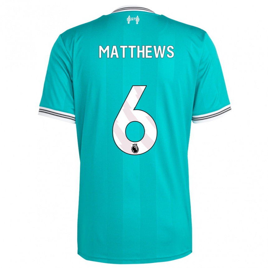 ילדים כדורגל ג'סמין מת׳יוס #6 ירוק לבן ג'רזי קיט שלישי 2025/26