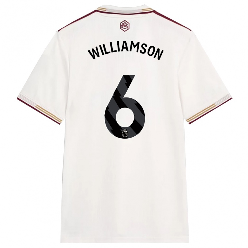 ילדים כדורגל ליאה ויליאמסון #6 לבן מלוכלך בורדו ג'רזי קיט שלישי 2025/26